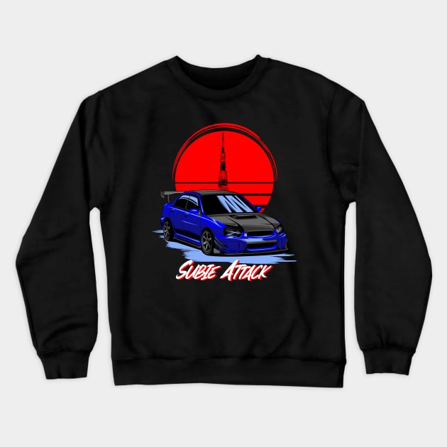 Subaru WRX Blue Attack 2nd Generation Crewneck Sweatshirt by aredie19